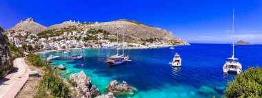 Greek summer holidays - authentic Leros island view of beaiutifu clipart