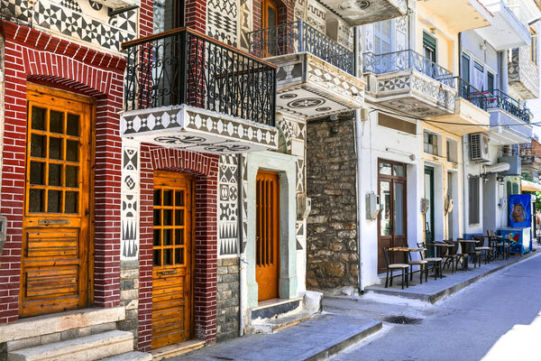 Old streets of Greece,Pyrgi village,Chios Island.