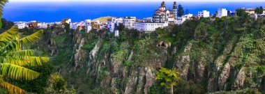 Beautiful mountain village Moya over rocks - Gran Canaria,Spain. clipart
