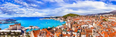 Landmarks and travel in Croatia- Split , popular tourist and cruise destianation.