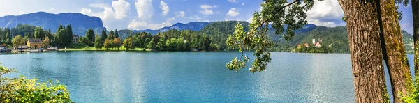 Avrupa 'nın en güzel gölleri - Slovenya' da manzaralı cennet gibi. — Stok fotoğraf