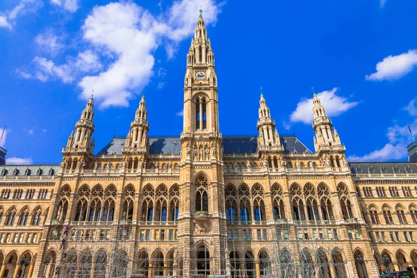 Hauptstadt Wien Beeindruckende Gotische Architektur Des Rathauses Symbol Von Wien — Stockfoto