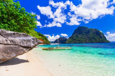 Cennet doğası ve eşsiz Palawan adasının egzotik güzelliği. Muhteşem El Nido. Filipinler