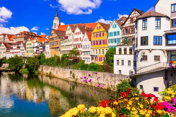 Travel Germany Beautiful Floral Colorful Town Tubingen Baden Wurttemberg — Stock Photo, Image