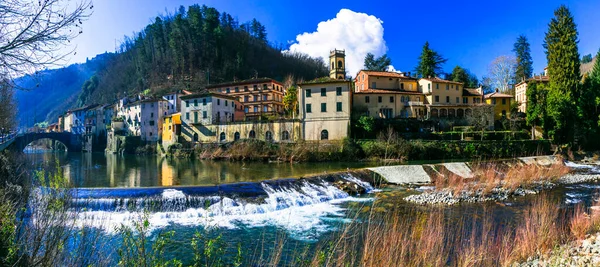 Aldeias Tradicionais Toscana Bagni Lucca Famoso Por Suas Águas Termais — Fotografia de Stock