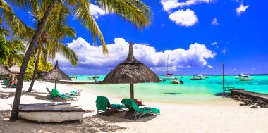 Tropical beach scenery . vacation in paradise island Mauritius