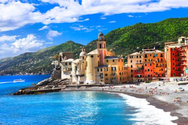 Italian summer holidays - beautiful colorful coastal town Camogli, Liguria, Italy clipart