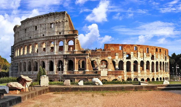 Büyük Colosseum Veya Kolezyum Flavian Amfitiyatrosu Roma Talya Nın Simgeleri — Stok fotoğraf