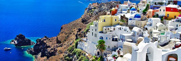 Icónico Santorini Isla Más Hermosa Europa Vista Caldera Pueblo Oia — Foto de Stock