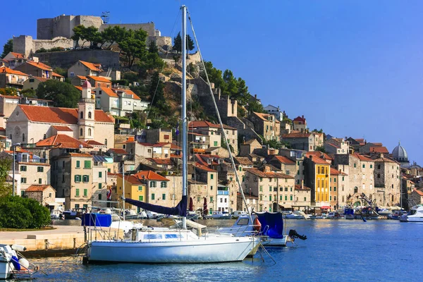 Gyönyörű Helyek Horvátország Csodálatos Középkori Város Sibenik Adriai Tenger Partján — Stock Fotó