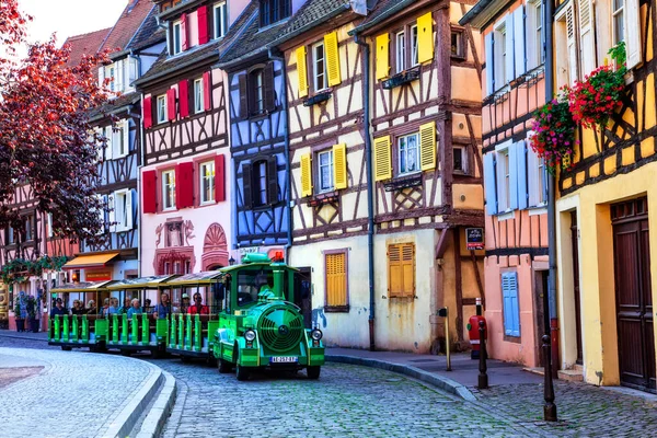 Fransa Seyahati Güzel Renkli Kasabalar Alsace Bölgesinde Colmar Turist Gezisi — Stok fotoğraf