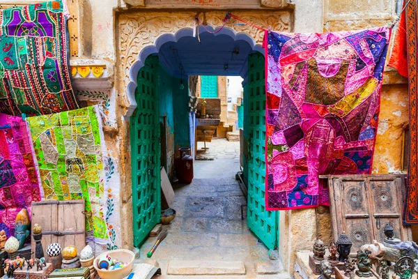 Colors Traditional India Shop Streets Old Town Jaisalmer Rajasthan Feb — Stock Photo, Image