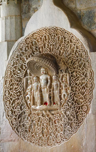 Ranakpur Índia Esculturas Esculpidas Incríveis Templo Adinath Jain Rajasthan — Fotografia de Stock