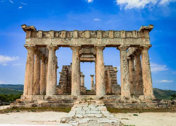 Grèce Voyages Monuments Temple Antique Orfeas Dans Île Egine Prototipe Photos De Stock Libres De Droits