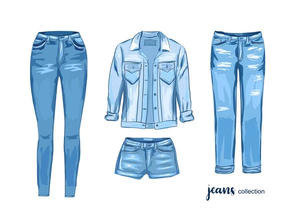 Fashion jean cloth set.  Vector illustration Royalty Free Stock Illustrations