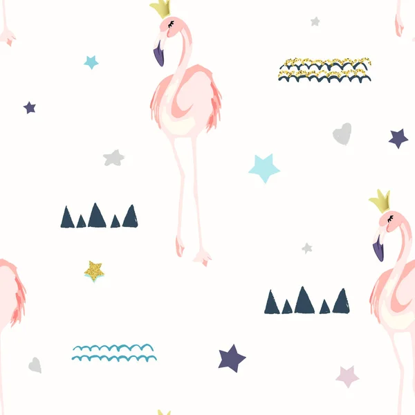 Бесшовный рисунок с фламинго. Летний тропический дизайн. Вектор i — стоковый вектор