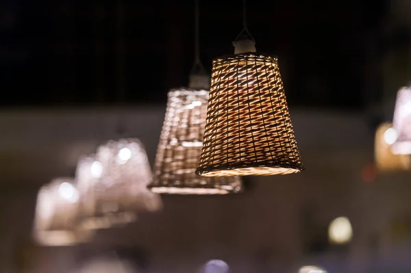 Wicker lampor i caféet — Stockfoto