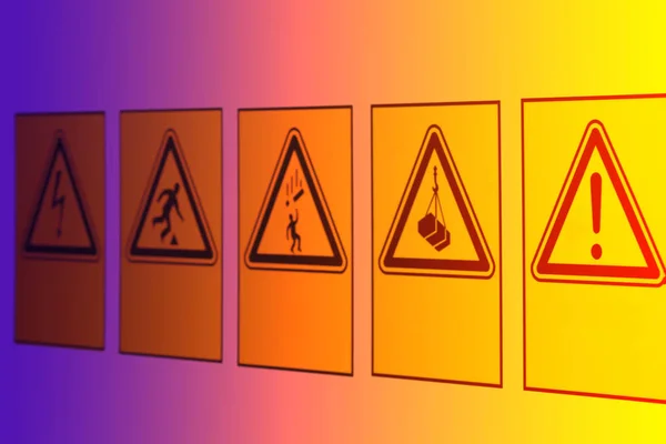 Bir üçgen şeklinde uyarı işaretleri — Stok fotoğraf