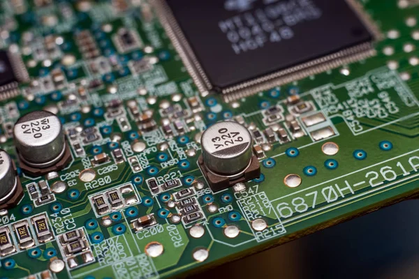 En närbild mikrochip — Stockfoto