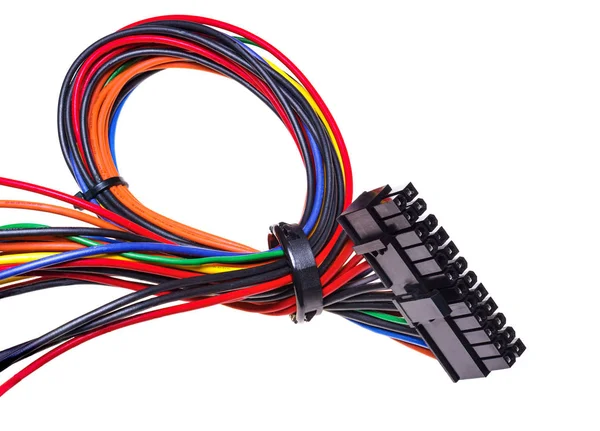 Kabel Från Strömförsörjning För Persondator Kontakterna Svart Elektriska Multi Färgade — Stockfoto