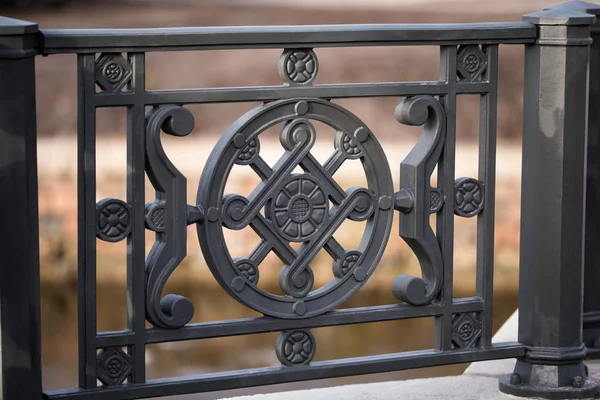 Iron railings on the bridge