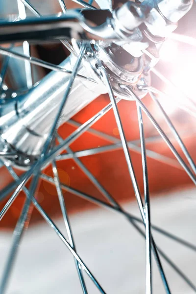 Fahrrad Vorderrad mit Speichen — Stockfoto