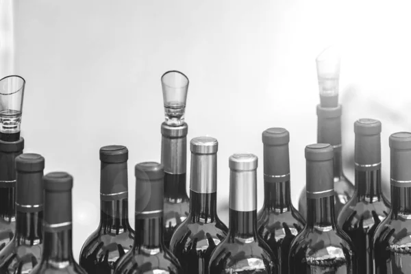 Багато пляшок алкоголю — стокове фото
