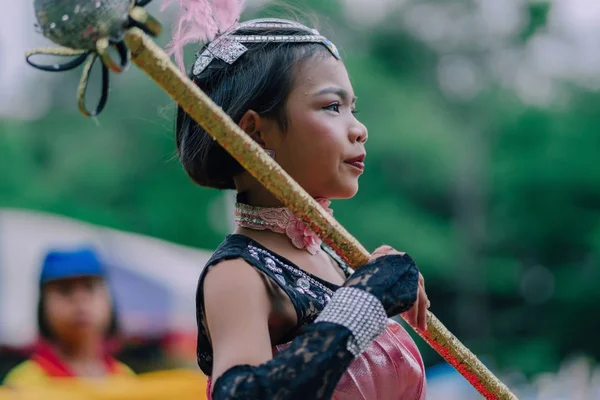 Kanchanaburi Thailand Juli Unidentified Drum Major Parades Ready Athletic Game — Stockfoto