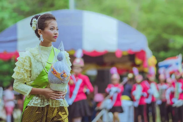 Kanchanaburi Tailandia Julio Desfile Calle Día Apertura Del Juego Atlético —  Fotos de Stock