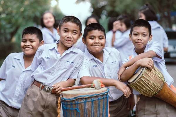 Kanchanaburi Tailandia Julio Maestros Estudiantes Identificados Participaron Día Cuaresma Budista — Foto de Stock