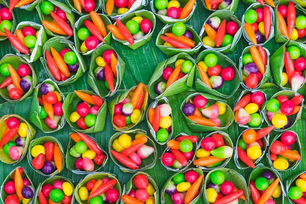Coloré Fruits Imitation Délétère Kanom Look Choup Dessert Thaïlandais Traditionnel — Photo