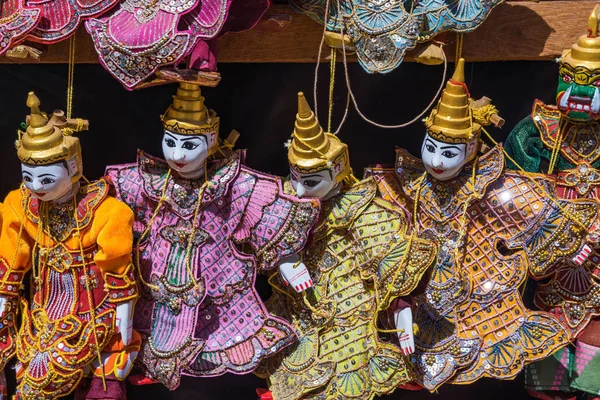 Traditional handicraft puppets for sale  in the ancient pagoda in Bagan, Myanmar