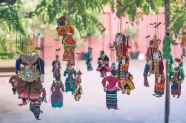 Geleneksel el sanatları kuklalar Bagan, Myanmar antik pagoda Satılık