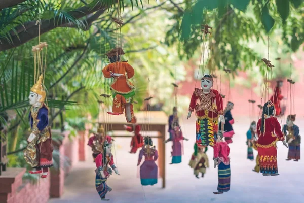 Traditional handicraft puppets for sale  in the ancient pagoda in Bagan, Myanmar