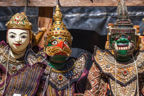 Traditional handicraft puppets for sale  in the ancient pagoda in Bagan, Myanmar