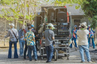 Ratchaburi-Tayland, Nisan 14, 2019: tanımlanamayan Tay halk müzisyenleri koordinasyon töreninde müzik oynuyor 