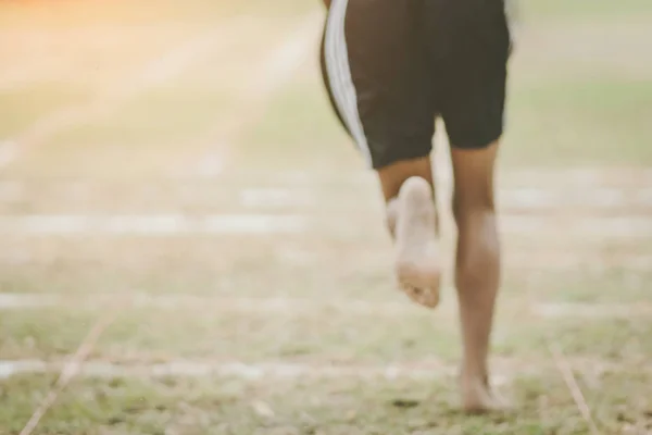 Blur image of Students fitness training for sprinting on an athletic track in school. — Stock Photo, Image