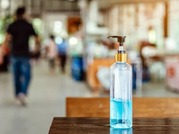 Frasco Gel Alcohol Azul Para Limpieza Manos Para Evitar Propagación — Foto de Stock