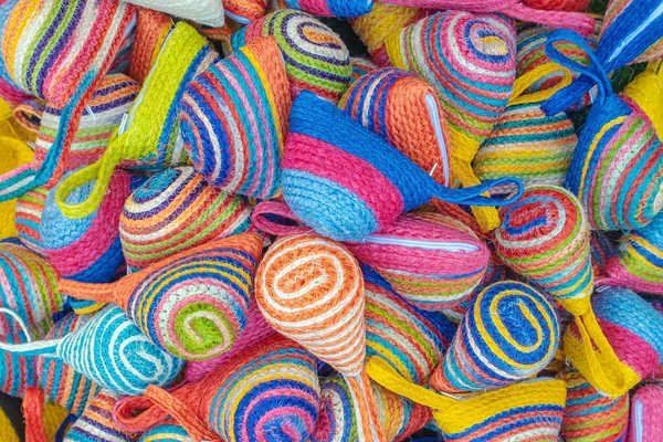 Close Vintage Handicraft Colorful Bags Yarn Sale Local Market Thailand — Stock Photo, Image