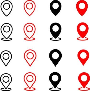 Konum işaretleyicisi navigasyon haritası seyahat noktası işaretleyici simgeleri için ince çizgi simgesi ayarlandı. İşaretli gps coğrafi yer belirleyici. Piksel mükemmel simgeler düzenlenebilir vuruş.