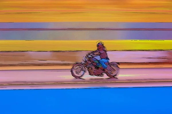Disegno Cartoni Animati Generato Dal Computer Motociclo Corsa — Foto Stock