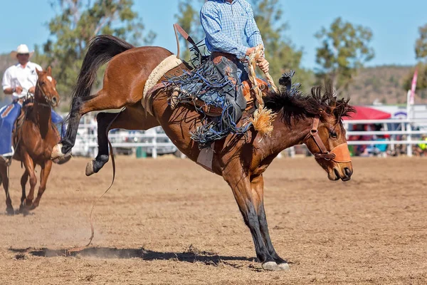 Καουμπόη Ιππασία Bucking Bronc Διαγωνισμό Ροντέο Στην Αυστραλία — Φωτογραφία Αρχείου
