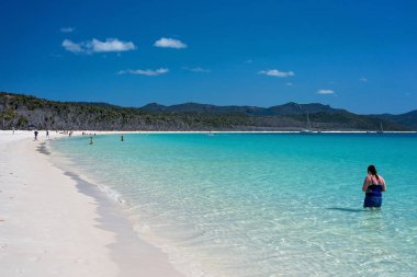 Whitehaven beyaz silis kum Beach Whitsunday Adaları Avustralya mavi su