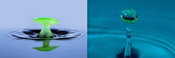 Colagem Imagens Coloridas Gota Água Com Formas Formadas Usando Fotografia — Fotografia de Stock