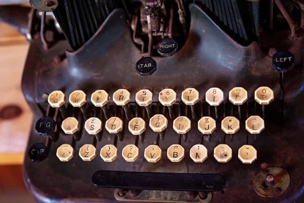 Close up of the well used keys of a vintage typewriter