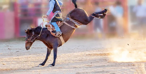 Bucking jazda konna Rodeo konkurs — Zdjęcie stockowe