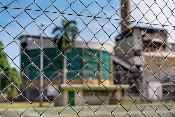 Wire Fence Keep Out From Factory — 스톡 사진