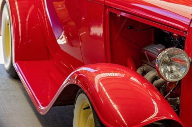Kırmızı Hot Rod Vintage Araba Yakın Çekim