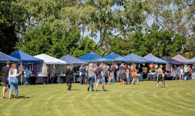 Crowds Enjoying Outdoor Food And Wine Festival clipart