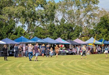 Crowds Enjoying Outdoor Food And Wine Festival clipart